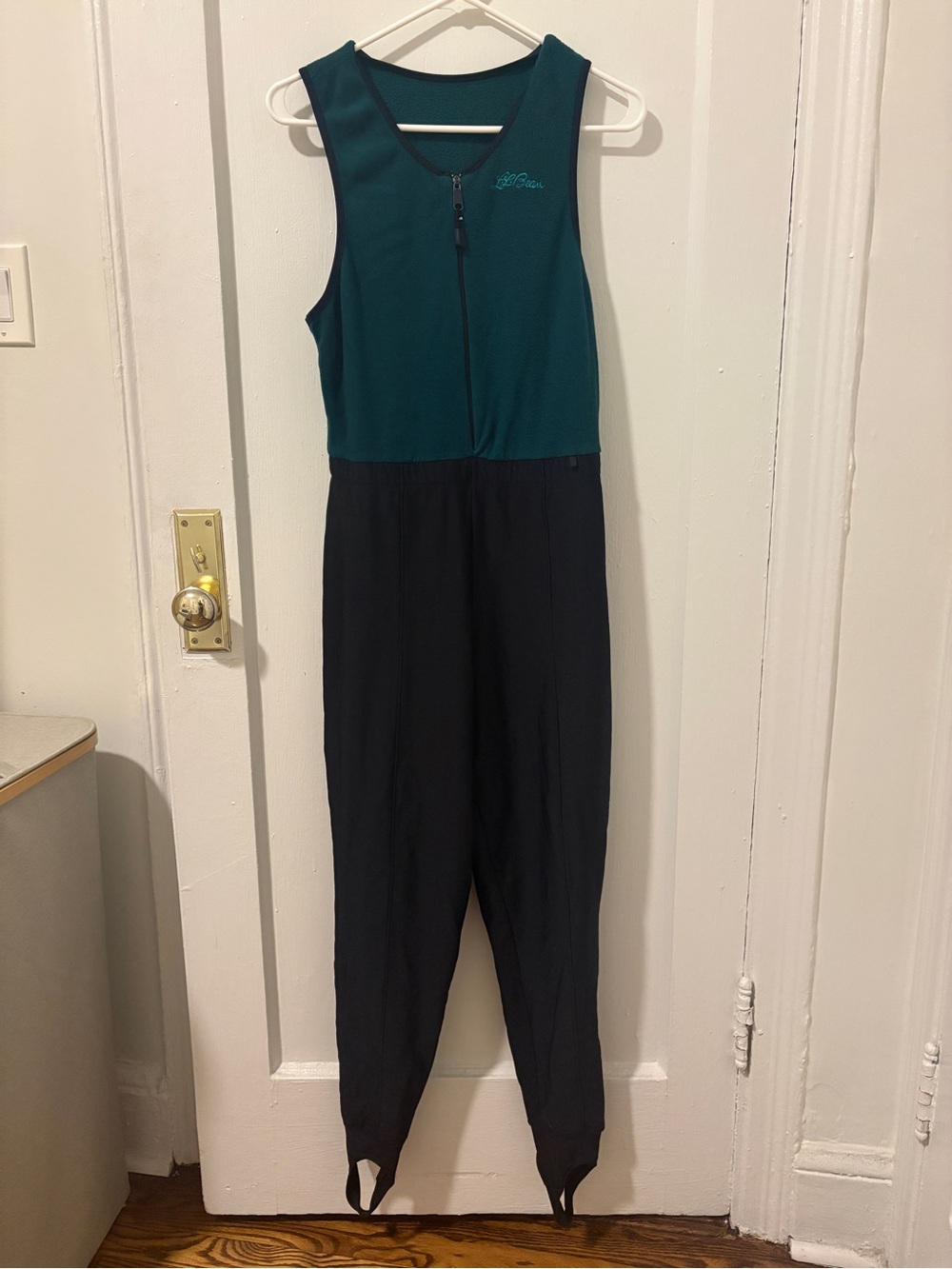 Vintage L.L. Bean Teal and Black Girls' One-Piece Jumpsuit
